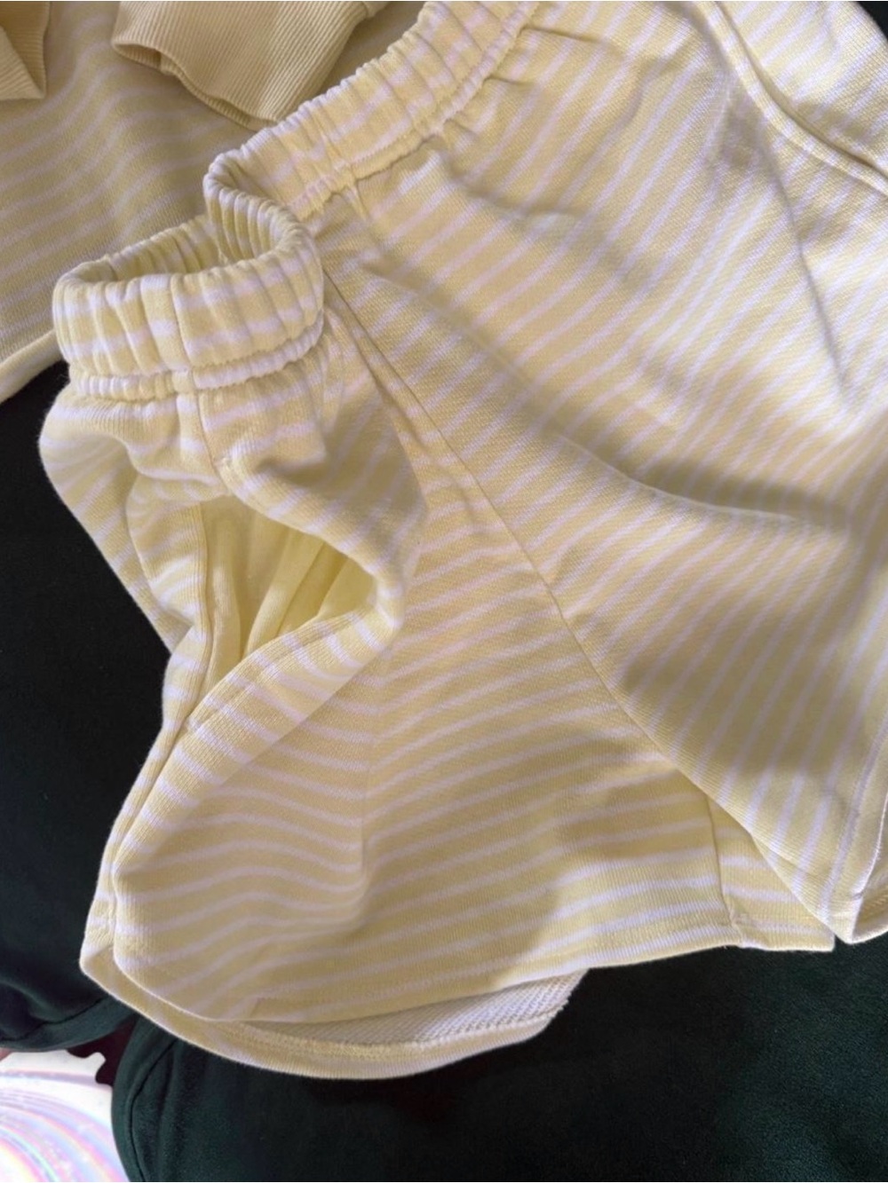 wild fable Pale Yellow & White Striped Lounge Sweatshirt Set - Picture 5 of 8